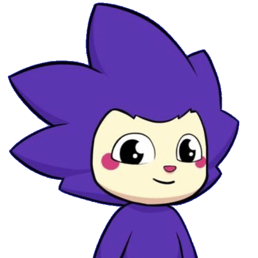 The main Chog, a purple spiky-haired character with a small smile